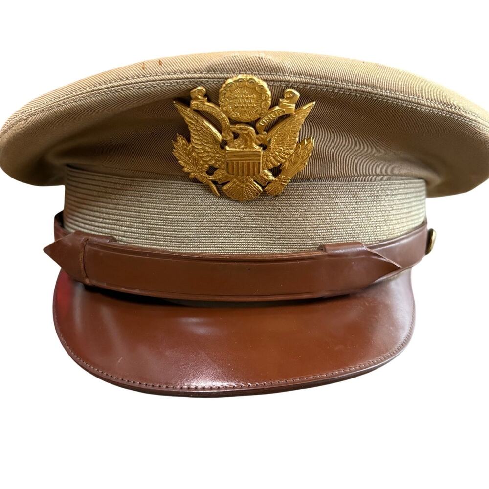 1940's Original WW2 Korean War USAF Army Air Corp Officer Visor Cap Sz 7 3/8